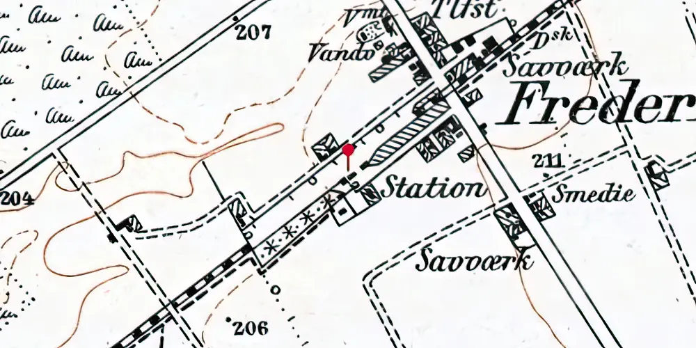 Historisk kort over Frederiks Station Historisk kort over Frederiks Station