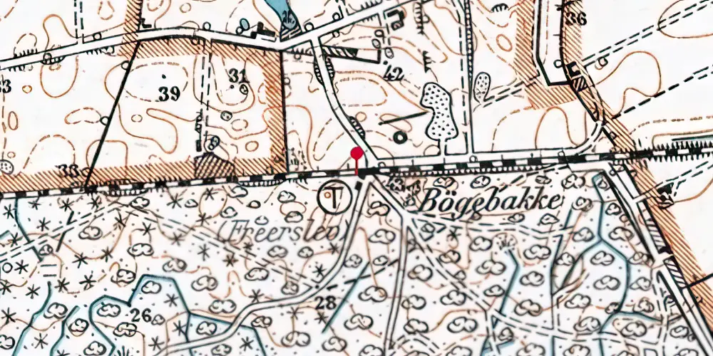 Historisk kort over Freerslev Hegn Trinbræt