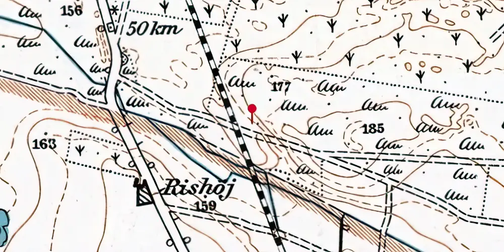 Historisk kort over Fugdal Trinbræt med Sidespor Historisk kort over Fugdal Trinbræt med Sidespor