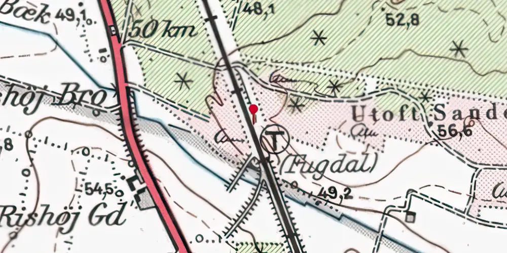 Historisk kort over Fugdal Trinbræt med Sidespor Historisk kort over Fugdal Trinbræt med Sidespor