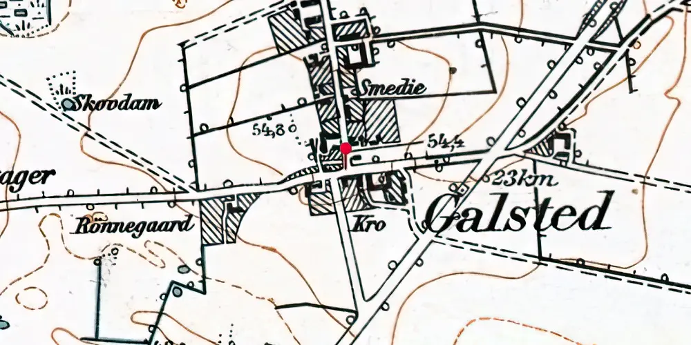 Historisk kort over Galsted Station Historisk kort over Galsted Station