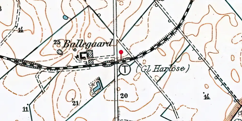 Historisk kort over Gammel Harløse Trinbræt