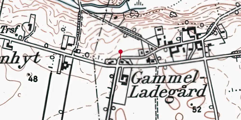 Historisk kort over Gammel Ladegård Station Historisk kort over Gammel Ladegård Station