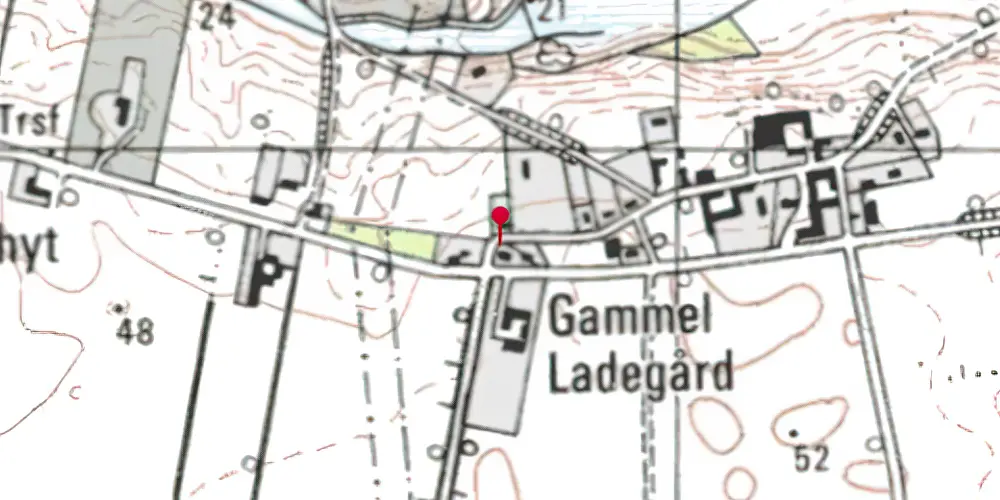 Historisk kort over Gammel Ladegård Station Historisk kort over Gammel Ladegård Station