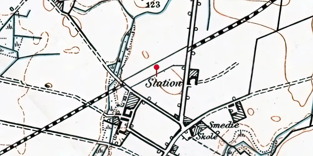 Historisk kort over Gamst Station Historisk kort over Gamst Station