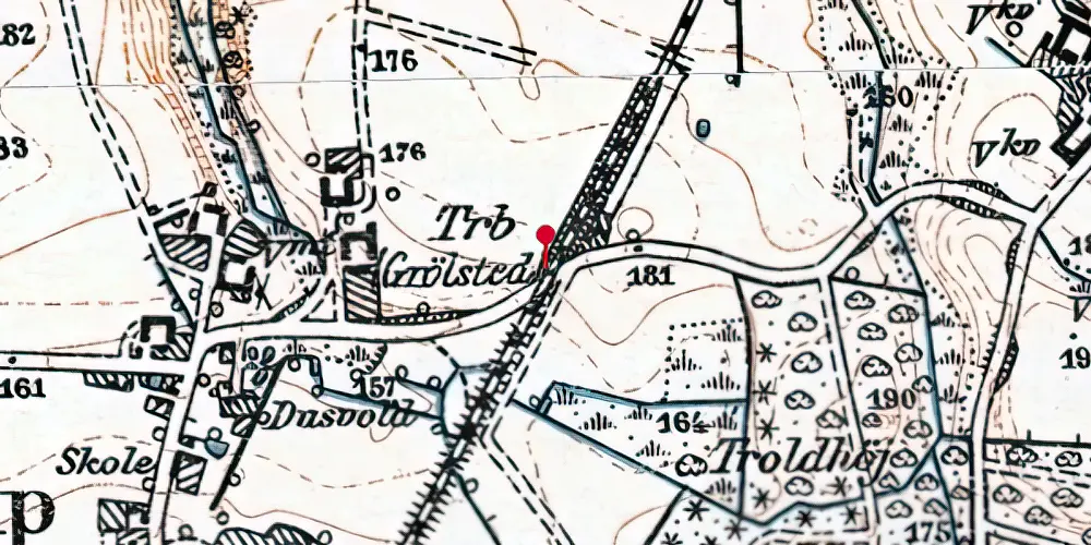 Historisk kort over Grølsted Trinbræt