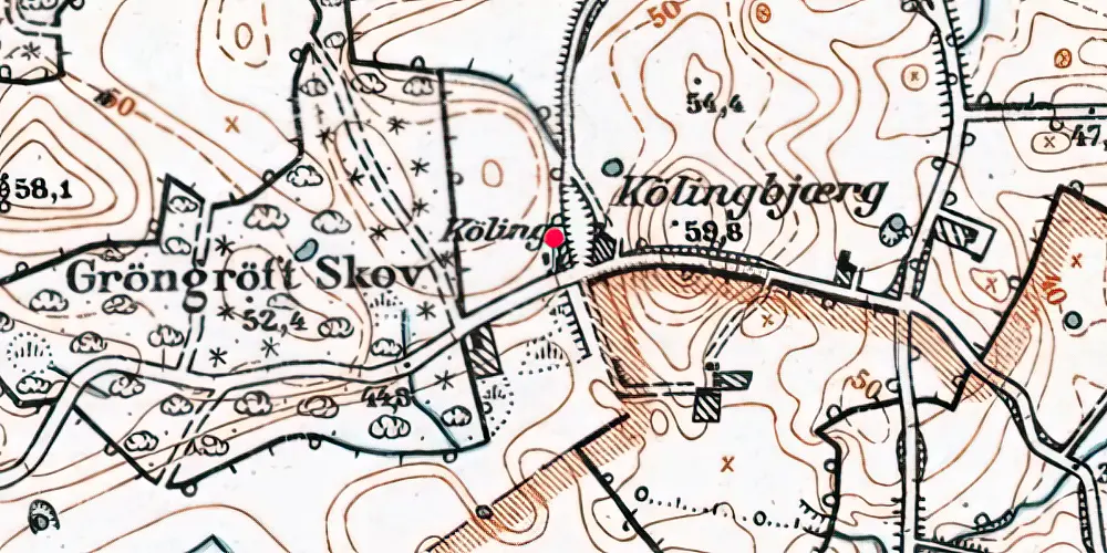 Historisk kort over Grøngrøft Station Historisk kort over Grøngrøft Station