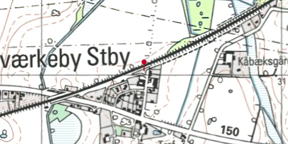 Historisk kort over Kværkeby Krydsningsstation