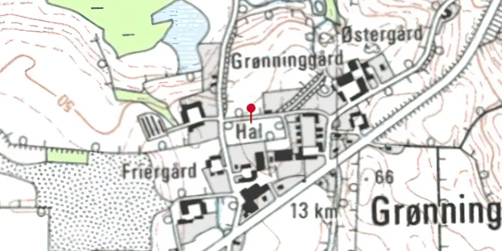 Historisk kort over Grønninghoved Trinbræt med Sidespor