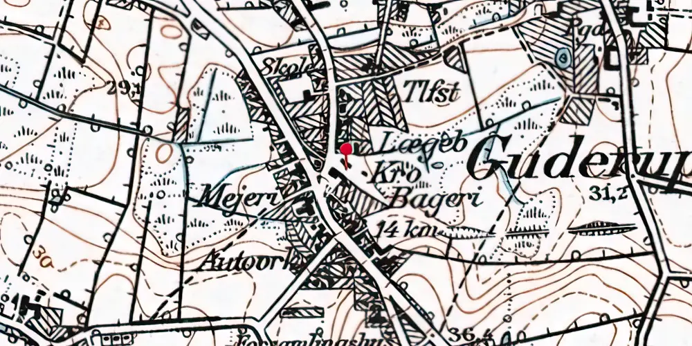 Historisk kort over Guderup Station