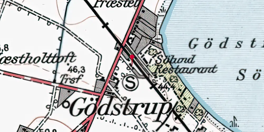 Historisk kort over Gødstrup Station [1904-1969]