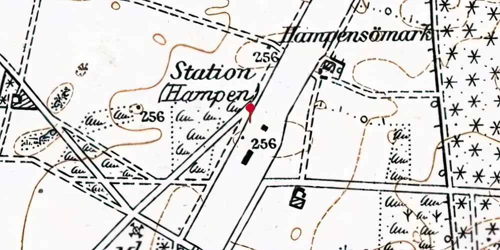 Historisk kort over Hampen Station Historisk kort over Hampen Station