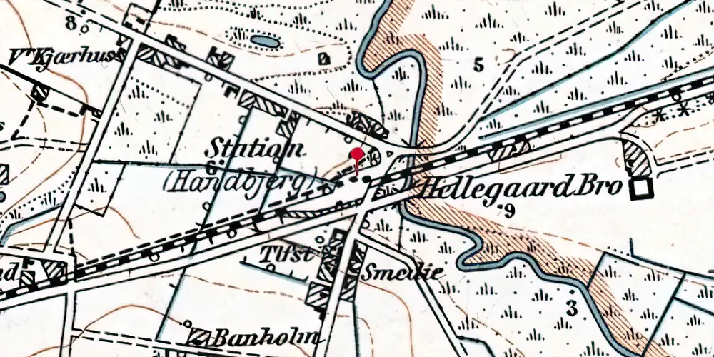 Historisk kort over Handbjerg Trinbræt