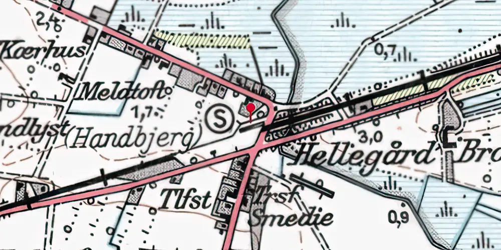 Historisk kort over Handbjerg Trinbræt