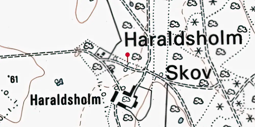 Historisk kort over Haraldsholm Holdeplads med sidespor