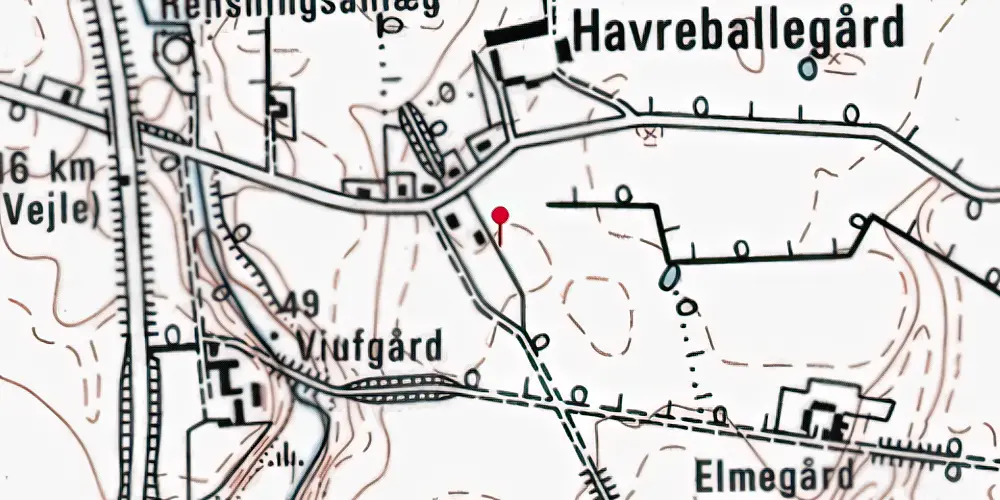 Historisk kort over Hauerballe Holdeplads