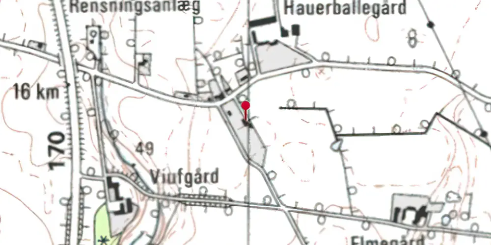 Historisk kort over Hauerballe Holdeplads