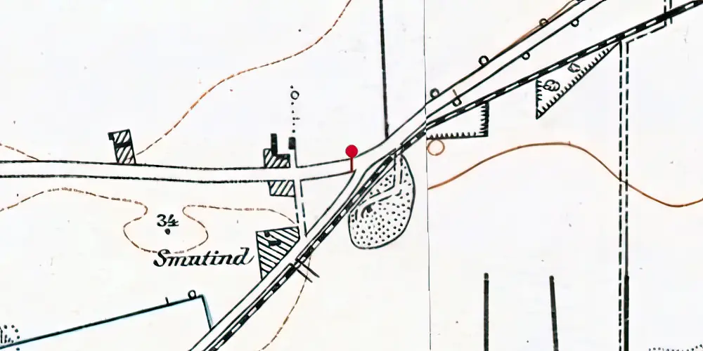 Historisk kort over Hellevad Mølle Trinbræt
