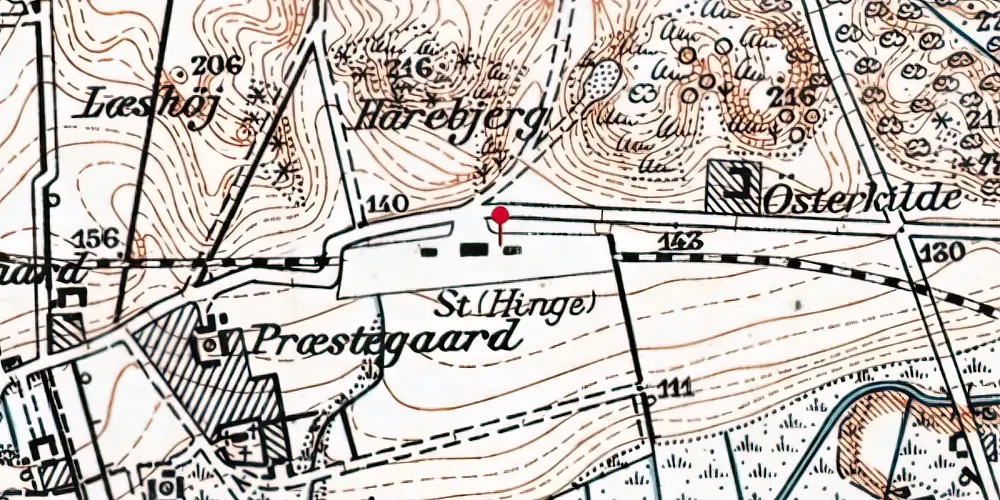 Historisk kort over Hinge Station