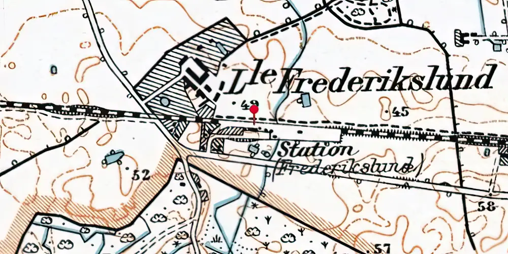 Historisk kort over Frederikslund Station