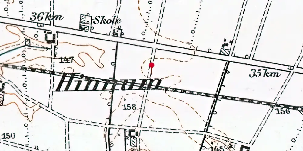 Historisk kort over Hinnum Trinbræt Historisk kort over Hinnum Trinbræt