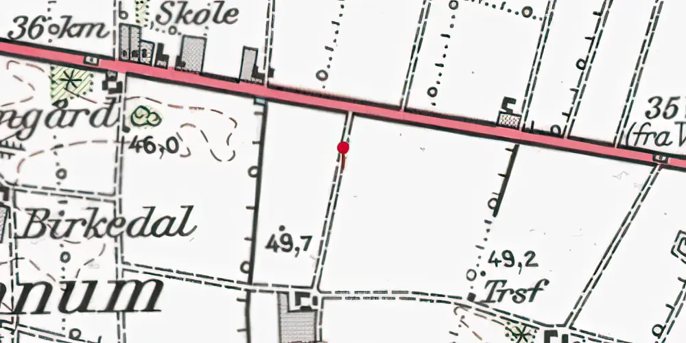 Historisk kort over Hinnum Trinbræt Historisk kort over Hinnum Trinbræt