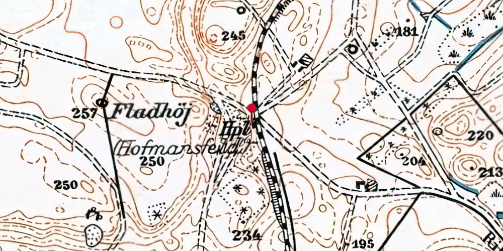 Historisk kort over Hofmansfeld Trinbræt Historisk kort over Hofmansfeld Trinbræt