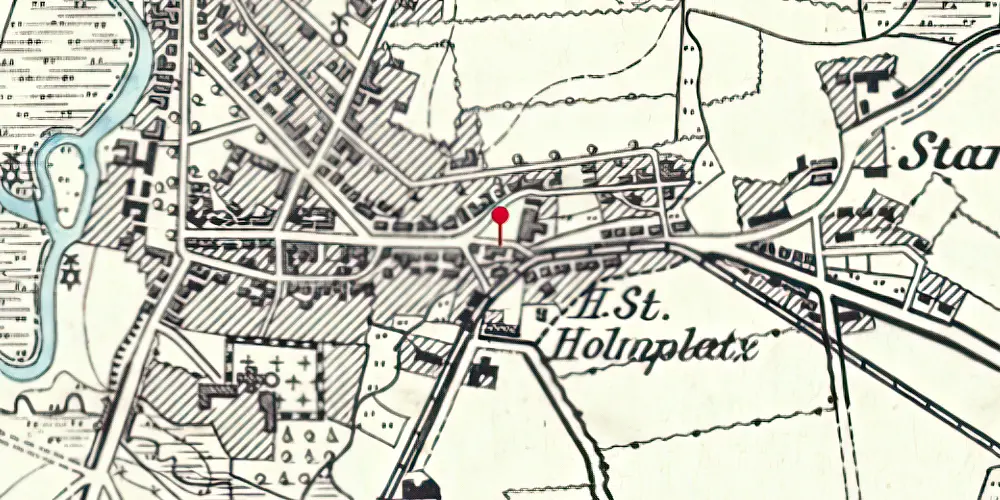 Historisk kort over Løgumkloster Holmplads Trinbræt