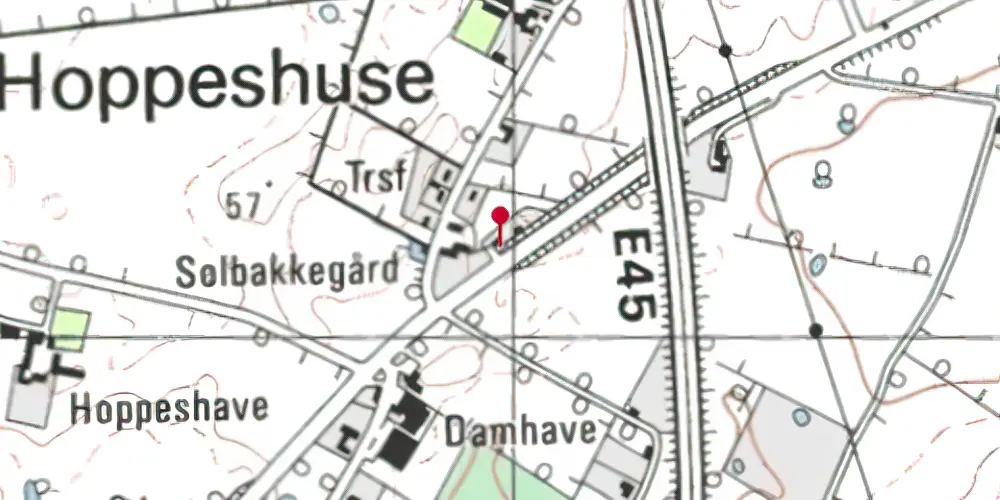 Historisk kort over Hoppeshuse Station Historisk kort over Hoppeshuse Station