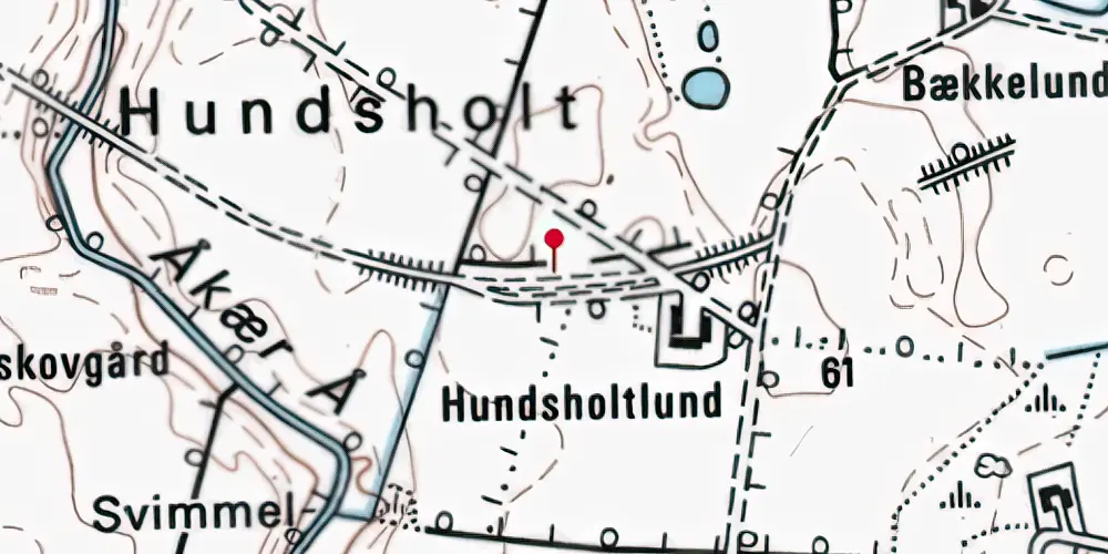 Historisk kort over Hundsholt Trinbræt