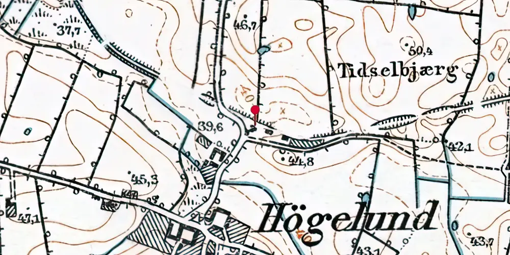 Historisk kort over Høgelund Stationskro Historisk kort over Høgelund Stationskro