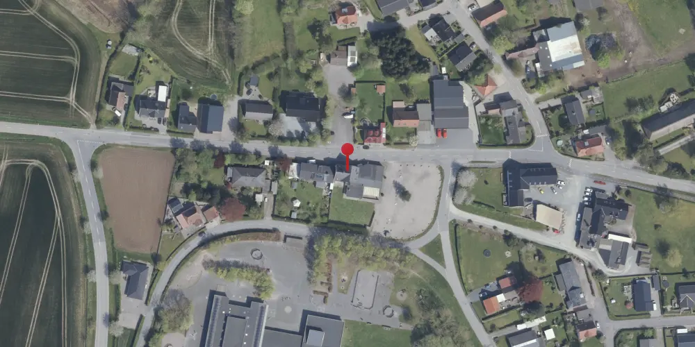 Historisk kort over Kirke-Hørup Trinbræt med Sidespor