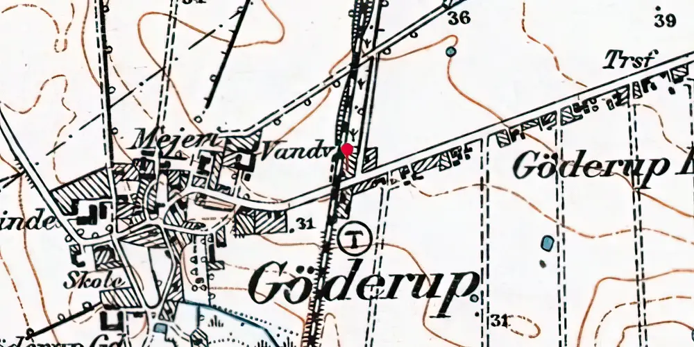 Historisk kort over Gøderup Trinbræt