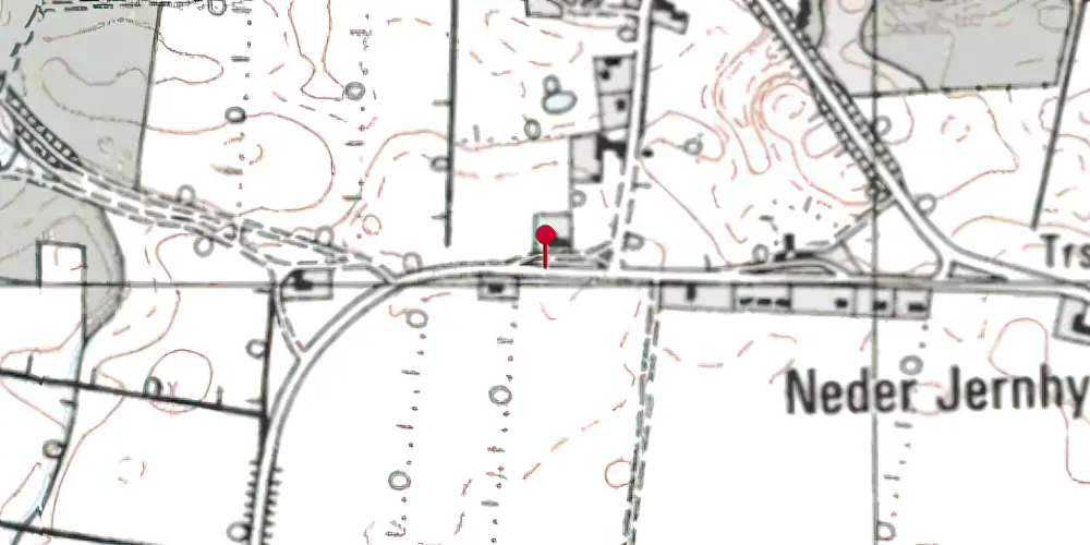 Historisk kort over Jernhyt Trinbræt med Sidespor Historisk kort over Jernhyt Trinbræt med Sidespor