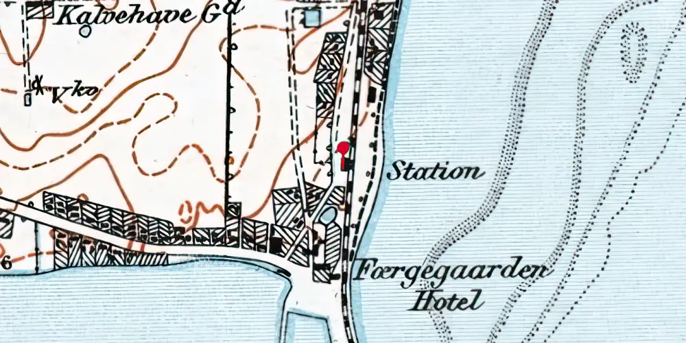 Historisk kort over Kalvehave Station