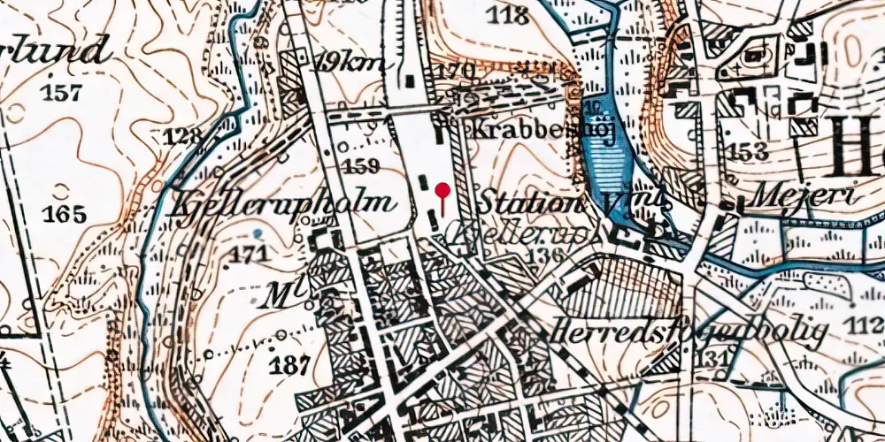 Historisk kort over Kjellerup Station