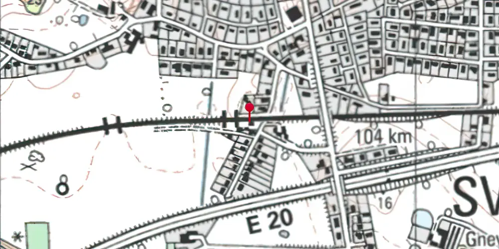 Historisk kort over Svenstrup (Sjælland) Billetsalgssted med Sidespor