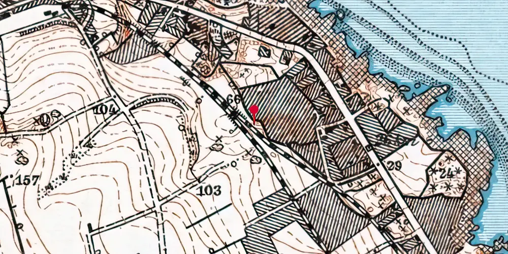 Historisk kort over Korsbjerg Havnespor Historisk kort over Korsbjerg Havnespor