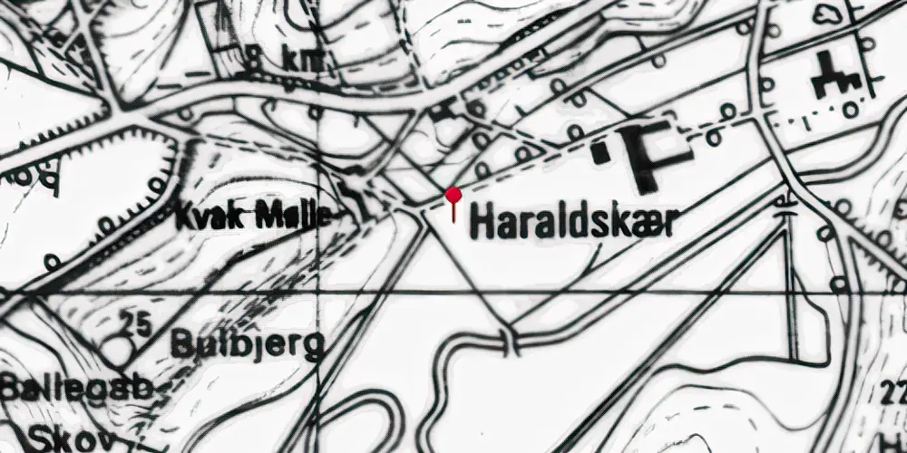 Historisk kort over Kvak Mølle Trinbræt Historisk kort over Kvak Mølle Trinbræt