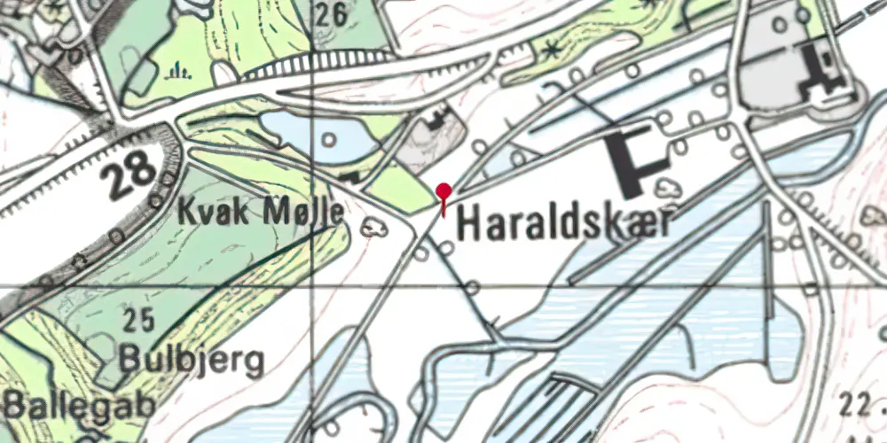 Historisk kort over Kvak Mølle Trinbræt Historisk kort over Kvak Mølle Trinbræt