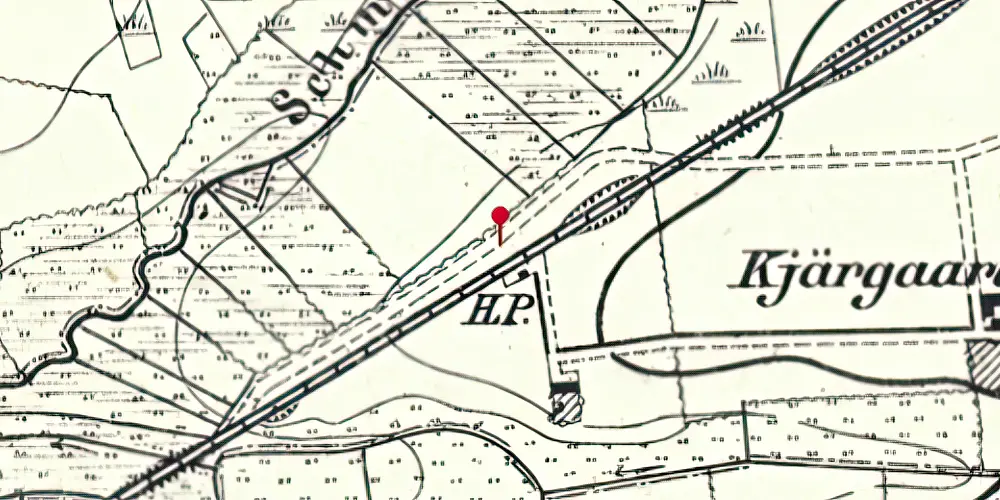 Historisk kort over Kærgaard Trinbræt Historisk kort over Kærgaard Trinbræt