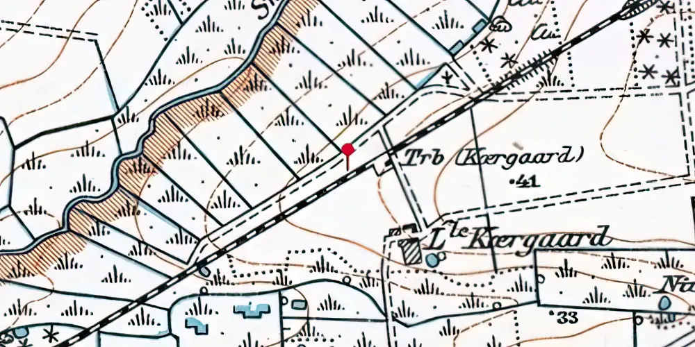 Historisk kort over Kærgaard Trinbræt Historisk kort over Kærgaard Trinbræt