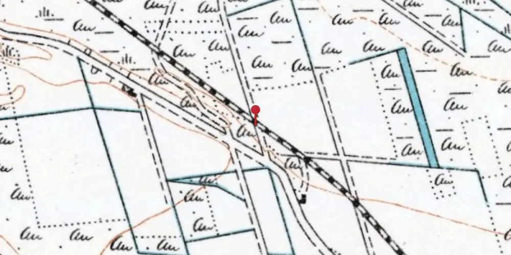 Historisk kort over Kærhede Trinbræt med Sidespor