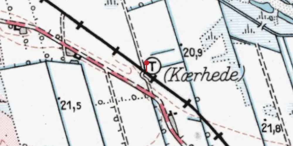 Historisk kort over Kærhede Trinbræt med Sidespor