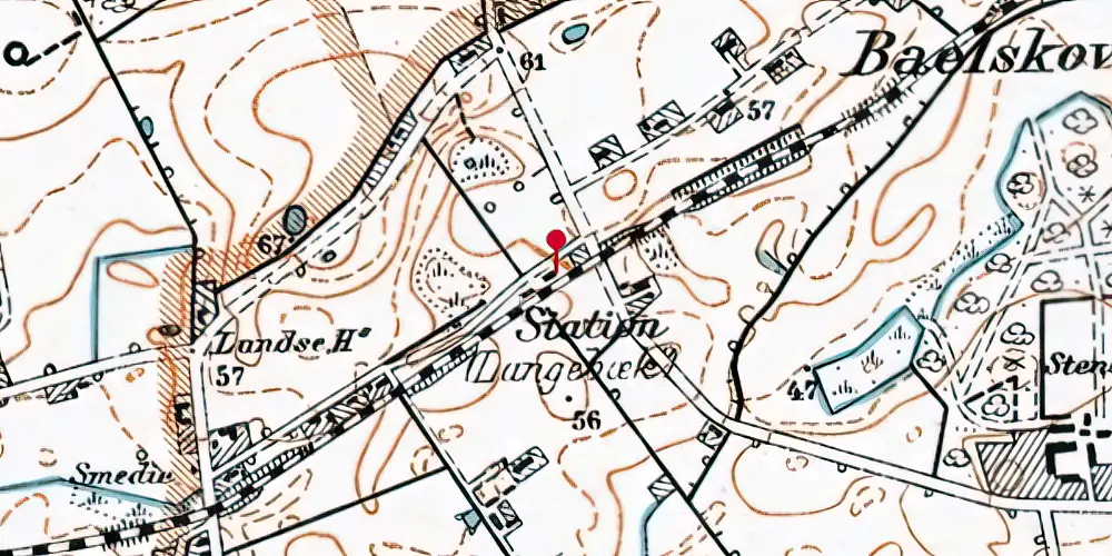 Historisk kort over Langebæk Station