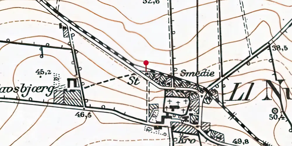 Historisk kort over Lille Nustrup Station Historisk kort over Lille Nustrup Station