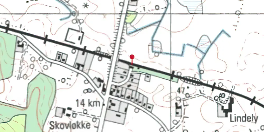 Historisk kort over Lundtoft Holdeplads med sidespor