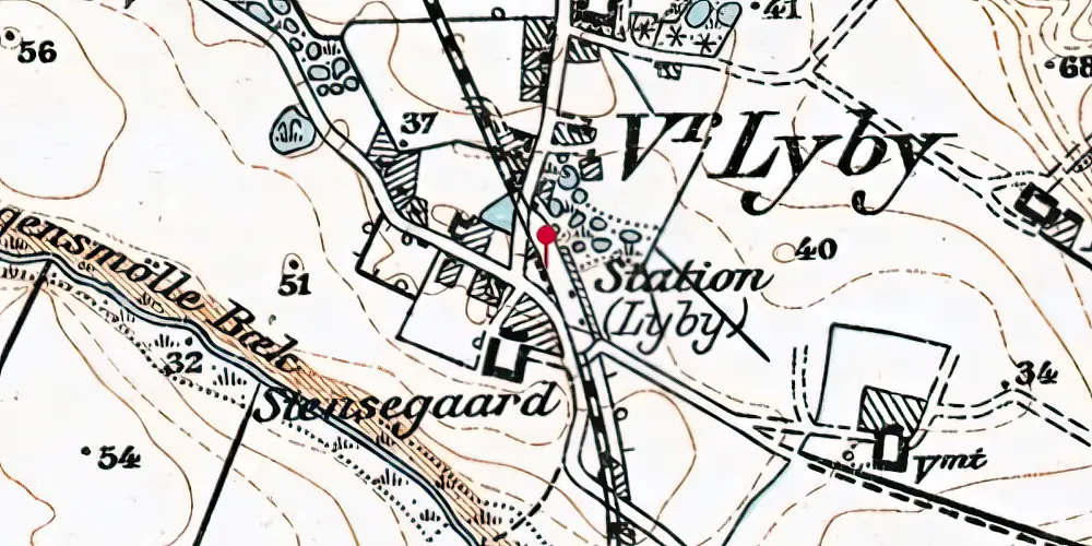 Historisk kort over Lyby Station Historisk kort over Lyby Station