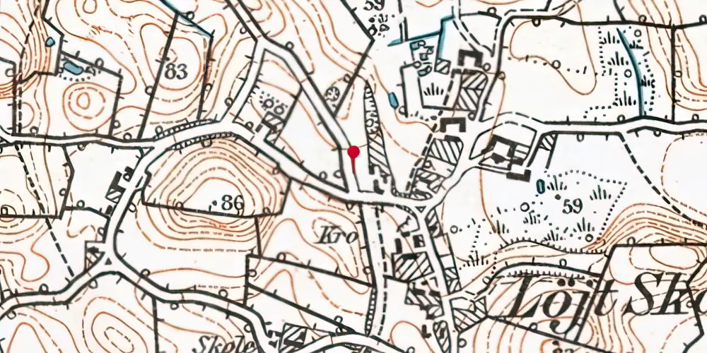 Historisk kort over Løjt Skovby Stationskro