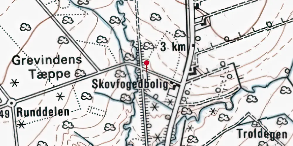 Historisk kort over Låsled Trinbræt med Sidespor